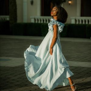 FANM MON Demre Linen Maxi Dress - Blue Size M